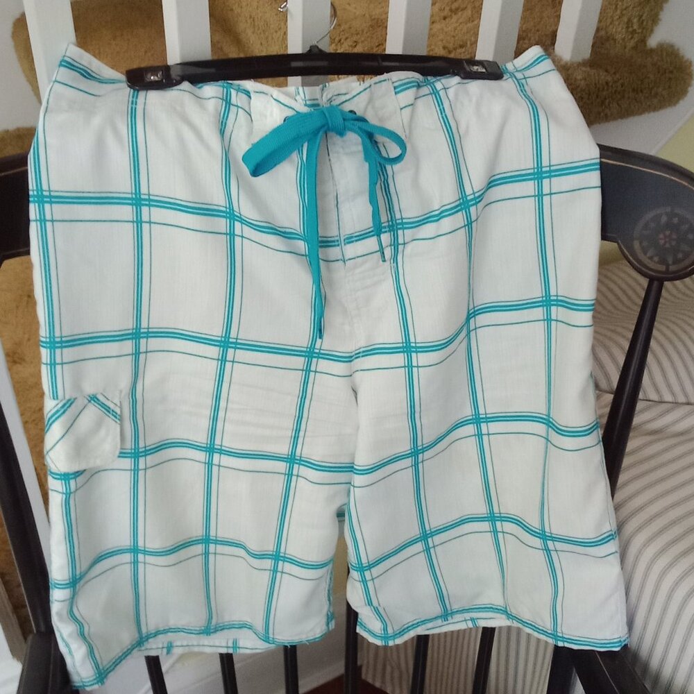 Aqua & White Boardshorts
